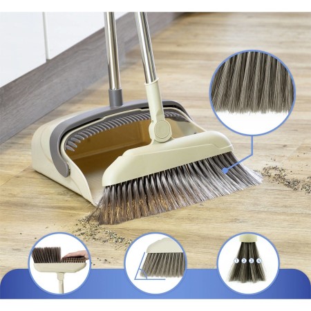 Set matura si faras cu coada, Flippy, Pentru uz casnic, Plastic/Otel, Maro/Bej, Depozitare verticala, 26x25.5x83 cm