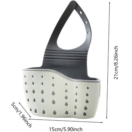 Organizator Chiuveta Bucatarie cu Scurgere – Suport Burete si Laveta, Verde, Plastic Flexibil, Curea Reglabila, 15x21 cm