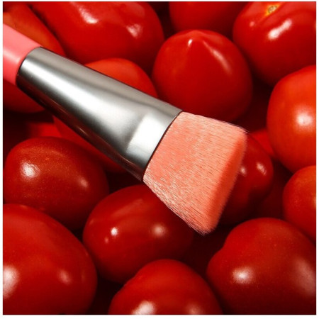 Mini Set Portabil 8 Pensule pentru Machiaj Flippy, Super Soft, Makeup Profesional/Incepatori, Maner Ergonomic, Gentuta Depozitare Inclusa, Portocaliu