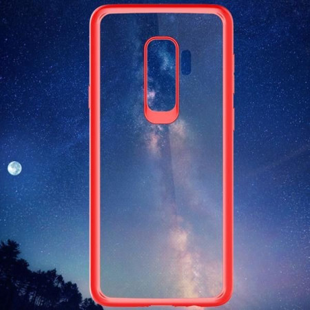 Husa Samsung Galaxy S9 Tpu Transparent cu margini colorate rosu