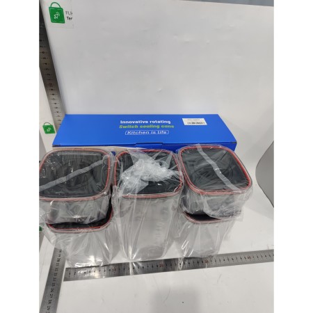 Set 5 cutii de depozitare alimente, condimente, diferite dimensiuni, Flippy, Transparente-negre