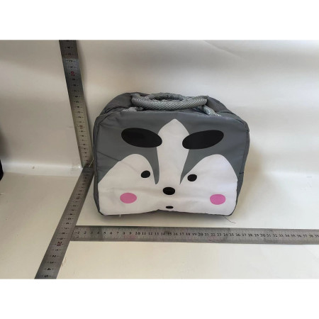 Geantă Frigorifică, Flippy, cu Desene Animat, Portabilă pentru Copii, de Prânz, din Pânză Oxford, 22x14x19 cm, Model Vulpe, Gri