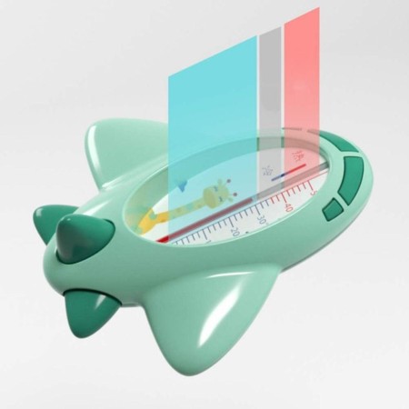 Termometru pentru Baie, Flippy, Plutitor, Rezistent la apa, Multifunctional, Model Avion, 11x10x4 cm, Verde