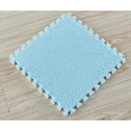Set 10 Piese Covor tip Puzzle, Flippy, Spuma EVA, Pufos, 30 x 30 x 1 cm, Baby Blue