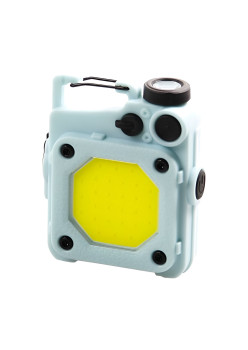 Lanterna Mini de Buzunar Tip Breloc, Flippy, Incarcare prin USB Type C, Multifunctionala, pentru Exterior, Camping, Alpinism, Ciclism, Mini Lanterna Elvis, 6.1 x 5 x 2.5 cm, Lumina Puternica, Culoare Albastru