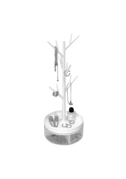 Cutie de Bijuterii, Flippy, Rotativa, cu Suport Tip Ramura, 36.5 x 14 cm, din ABS+PP, Alb