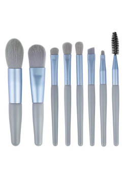 Mini set portabil 8 pensule de machiaj albastre, Flippy