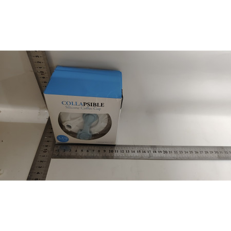 Pahar pliabil din silicon Flippy, pentru calatorii, camping, 750 ml, pai inclus, 11.6 x 19.3 cm, albastru
