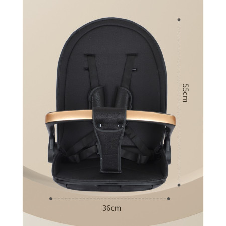 Cărucior Sport 3 în 1, Reversibil, Pliabil, Pozitie Somn, Tavă Masă, Roti 360°, Suport Pahar, Copertină Soare, Bej Cosmos, 6-36 Luni