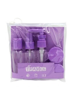 Set Recipiente pentru Cosmetice, Flippy, 5 Piese, cu Gentuta, pentru Calatorii, Reutilizabile, Mov, Material Plastic, 40 ml, 10g