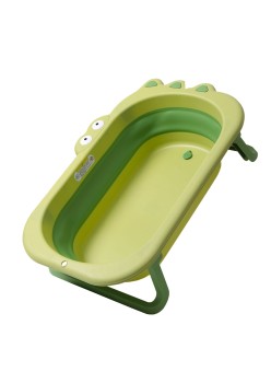 Cada Pliabila pentru Baie, Flippy, din PP+TPR, pentru Copii 0-6 Ani, Model Crocodil, Dop de Scurgere, 80x54x21 cm, Verde
