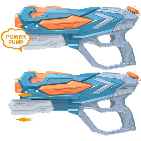 Pistol cu Apa Copii/Adulti, 6ani+, Rezervor 900ML, Albastru, 4 duze