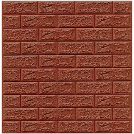 Set 10 Placi Tapet 3D, Flippy, 70 x 77 cm, Grosime 3 mm, din Polietilena, Model Caramida, Suprafata acoperita 5.3 mp, Maro