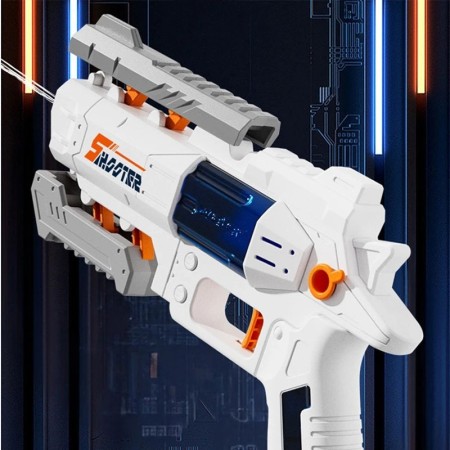 Pistol Manual cu Apa, Flippy, Jucarie Pistol cu Apa Sigur Pentru Copii, Design Nou S-Shooter Atractiv, 23 x 14.5 cm, Alb
