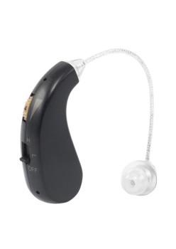 Aparat auditiv retroauricular BTE Reincarcabil, Flippy, Set 2 bucati Stinga Dreapta, Standard European, Aparat auditiv Cu incarcator, Aparat pentru Auz, 12 x 8.5 x 4 cm, 89 g, Negru