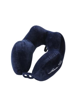 Pernă de Călătorie pentru Gât, Bumbac Moale, Suport Ergonomic cu 4 Puncte de Susținere, Ajustabilă, Albastru