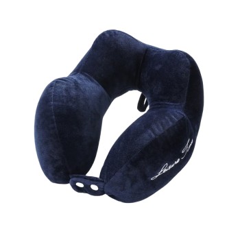 Pernă de Călătorie pentru Gât, Bumbac Moale, Suport Ergonomic cu 4 Puncte de Susținere, Ajustabilă, Albastru
