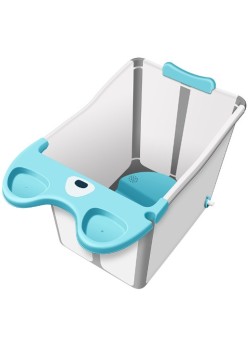 Cada Pliabila pentru Baie, Flippy, din PP+TPE, pentru Copii +6 Luni, Model Ursulet, Scaun de Interior, Detasabil, 82 x 50 x 54 cm, Albastru