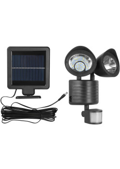 Lampa solara de tip decoratiune pentru gradina, Flippy, model felinar dublu cu senzor de miscare, alb rece