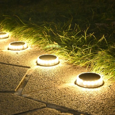 Lampa solara LED tip spot pentru gradina Flippy, 8 LED-uri, material ABS si Policarbonat, baterie 1.2V, 600mah, 12 x 13.5 cm, alb cald