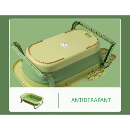 Cada Pliabila pentru Baie, Flippy, din PP+TPR, pentru Copii 0-6 Ani, Model Crocodil, Dop de Scurgere, 80x54x21 cm, Verde