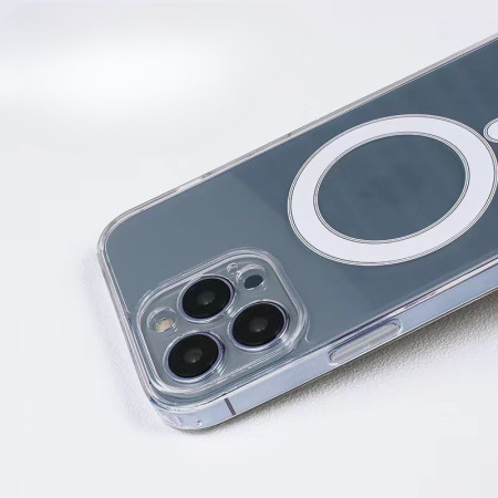 Husa protectie Flippy pentru iPhone 14 Pro Mag Safe, 2 in 1 incarcare si magnet, Silicon si Acril, Transparenta
