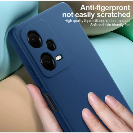 Husa de Protectie, Flippy, pentru Xiaomi Redmi Note 12 Pro 5G, Liquid Silicone, cu Microfibra pe Interior, Protectie Antisoc, Compatibil Incarcare Wireless, Albastru
