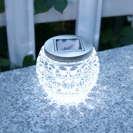 Lampa solara LED tip Glob cristal pentru gradina/trepte/terasa Flippy, rezistent la apa IP65, 10 x 9.5 cm, 1.2V, ABS, 600mAh, alb rece