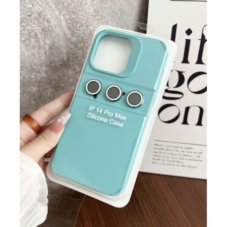 Husa Apple iPhone 15, Flippy, din Silicon Lichid, Interior din Microfibra, Lentile Fosforescente de Protectie Camera, Anti Amprenta, Rezistenta la Socuri, Bleu