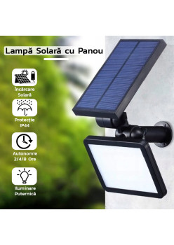 Lampa solara pentru terasa/gradina 48 de LED-uri Flippy, cu 2 moduri de fixare, senzor de lumina, IP44, material ABS, 5W, 80 lm, 26.5 cm x 14 cm, Alb Rece