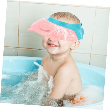 Viziera de Protectie Baie Pentru Copii, Fippy, Model Purcelus, Dimensiune ajustabila, Durabil, Usor de curatat, Impotriva Samponului, pentru Ochi si Urechi, TPE+PP, 23x23 cm, Roz