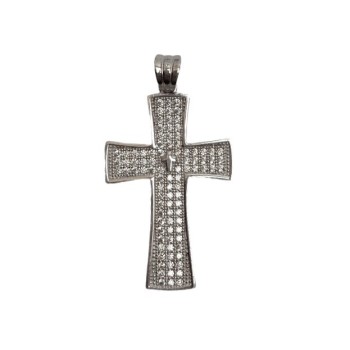 Pandantiv, Jolie Silver, Argint 925, Model Cruce cu Pietre, 2.6 G, 3 x 2 Cm