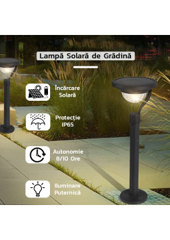 Lampa solara LED cu 2 moduri de fixare, IP65, material ABS, baterie 4.5 V, 200 mah, 450 Lumeni, 42.5 x 15 cm, alb cald,
