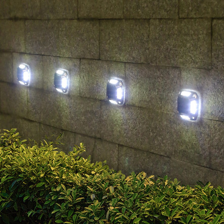 Lampă Solară LED pentru Grădină, 8 LED-uri, Montaj Perete & Sol, IP65, ABS & Policarbonat, 9x9 cm, 600mAh, Alb Rece