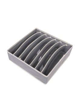 Cutie Depozitare Lenjerie, 7 Compartimente, Pânză Oxford, 32x32x10 cm, Sertare/Dulap, Gri