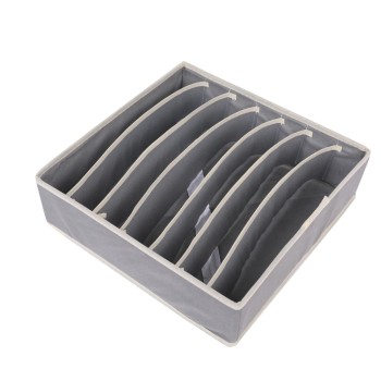 Cutie Depozitare Lenjerie, 7 Compartimente, Pânză Oxford, 32x32x10 cm, Sertare/Dulap, Gri