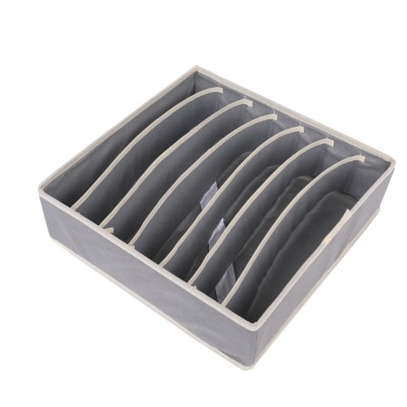 Cutie Depozitare Lenjerie, 7 Compartimente, Pânză Oxford, 32x32x10 cm, Sertare/Dulap, Gri