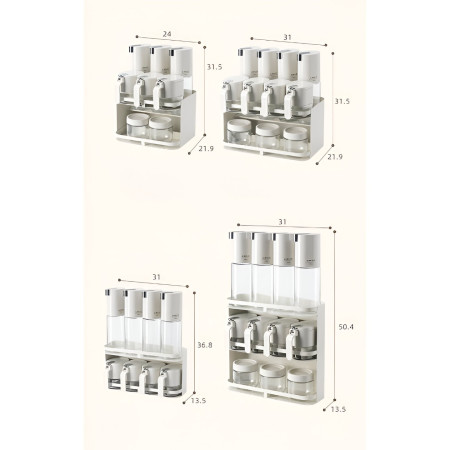 Suport pentru Depozitare Condimente, Ulei, Otet, Flippy, Montare pe Perete din 9 Piese, Uz Casnic, pentru Bucatarie, 24 x 21.9 x 31.5cm, Alb