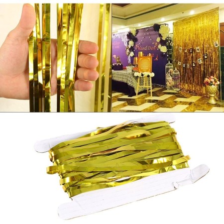Perdea Franjurata, Flippy, Model Decor Petrecere, pentru Fundal de Poze, Amenajare Colorata a Petrecerii, Dimensiune 100x200 cm, Gold