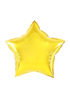 Balon din Folie Metalizata, Flippy, Figurina Stea, Model Simplu, Tematica Aniversare, 40 cm, Ambalaj Individual, Pai Inclus, Umflare cu Aer sau Heliu, Auriu