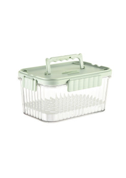Caserola portabila pentru mancare fresh Flippy, 1500 ml, 2 furculite,10 x 13.5 x 20 cm, 2 capace detasabile pentru congelator, etans, spatiu pentru tacamuri, maner, material plastic, rezistent la temperaturi ridicate, transparent
