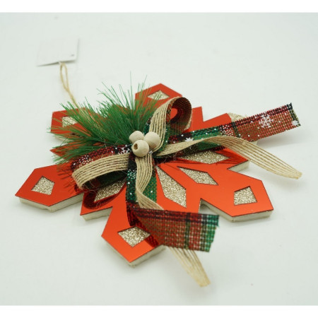 Ornament brad, Flippy, Fulg de nea, Rosu, Lucios, 15*15CM, Acril, Interior/ Exterior