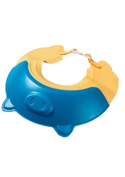 Viziera de Protectie Baie Pentru Copii, Fippy, Model Purcelus, Dimensiune ajustabila, Durabil, Usor de curatat, Impotriva Samponului, pentru Ochi si Urechi, TPE+PP, 23x23 cm, Albastru