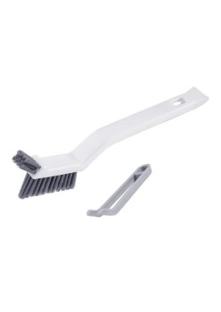 Perie 3in1 de Curatat Podele si Rosturi, Flippy, Lungime Maner 28 cm, Peri din PP, Otel si Plastic, Cleste pentru Scame si Par Inclus, Alb