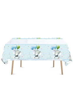 Fata de Masa, Flippy, din Plastic, Imprimeu Elefanti, 180 x 108 cm, Albastru