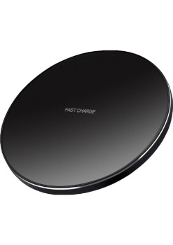 Incarcator Wireless Flippy, Fast Charge, 5W - 10W, Ultra Slim, compatibil cu iPhone, cablu inclus, Rotund, Negru