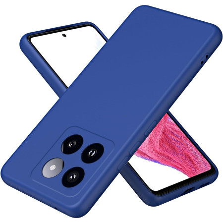 Husa de Protectie, Flippy, pentru Xiaomi 14, Liquid Silicone, cu Microfibra pe Interior, Protectie Antisoc, Compatibil Incarcare Wireless, Albastru