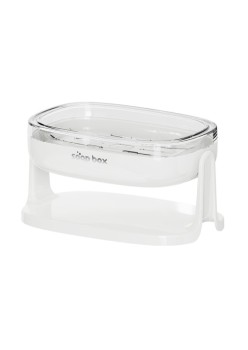 Savoniera cu Suport 2 in 1, Flippy, Pentru Perete sau Blat, PET, Scurgere Optima, Alb