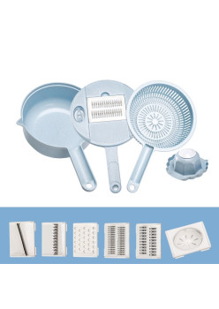 Razatoare multifunctionala Flippy pentru legume, fructe, branzeturi, 10 piese, 27.6x8 cm, albastru