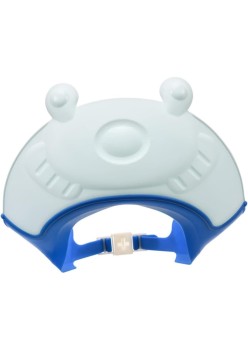 Viziera de Protectie Baie Pentru Copii, Fippy, Model Broasca, Dimensiune ajustabila, Durabil, Usor de curatat, Impotriva Samponului, pentru Ochi si Urechi, TPE+PP, 24x23 cm, Albastru